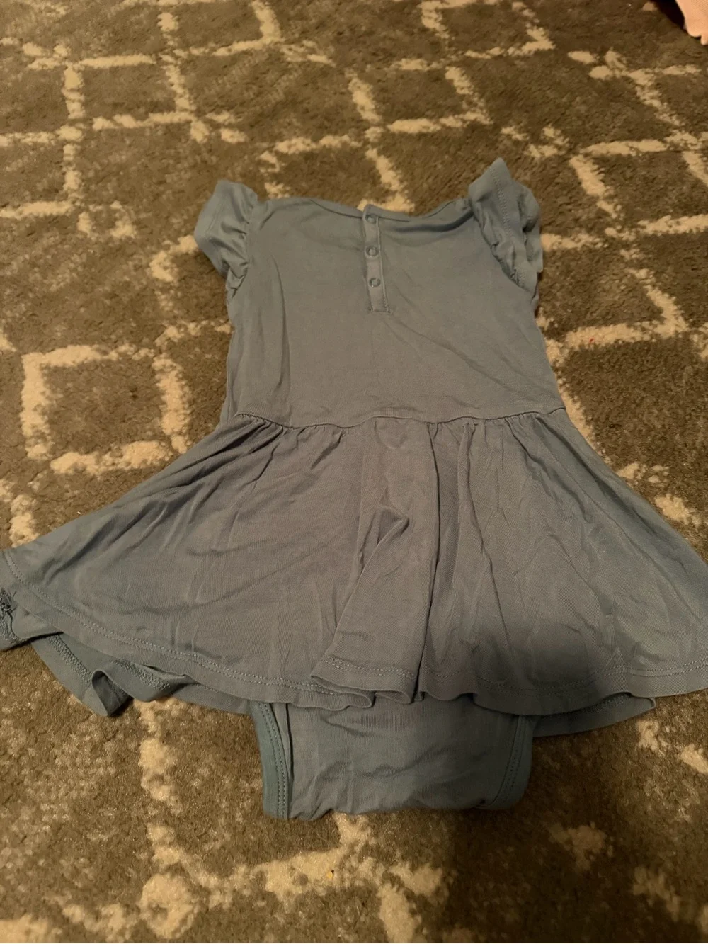 Kyte Baby dusty blue twirl bodysuit dress 2T
